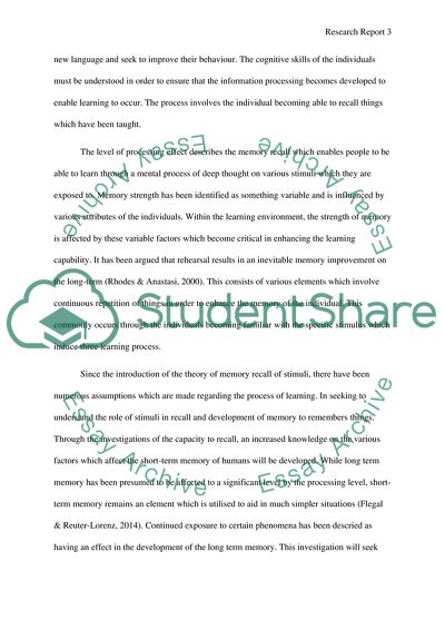 The Effects of the Processing Levels on the Capability to Recall Words