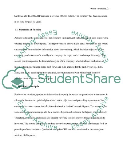 Fundamental Analysis of Hewlett Packard