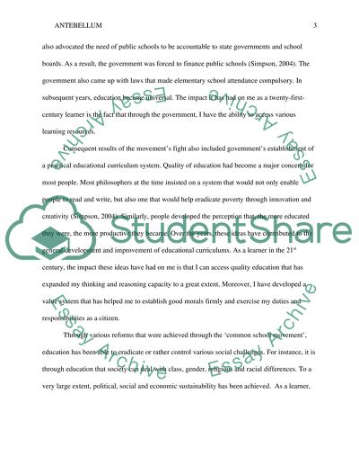 Educational Reform in the Antebellum Period
