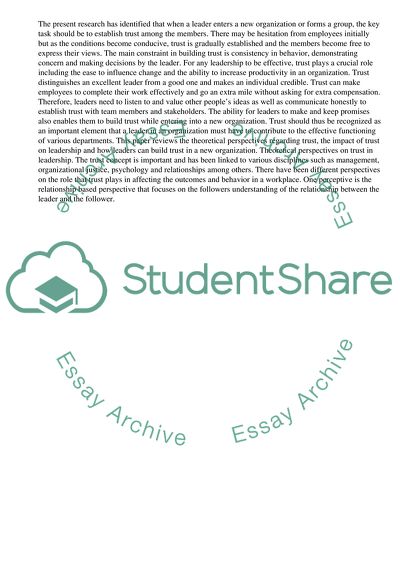 Establishing Trust as a Leader