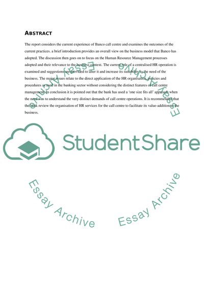 The Current Experience of Banco Call Centre