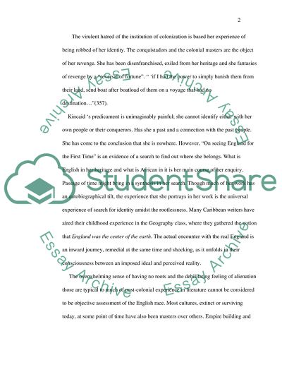 Childhood Image and the Perceived Reality of England in Kincaids Story