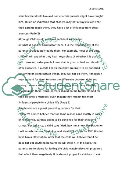 Parents Should not be Punished for Their Childrens Crimes