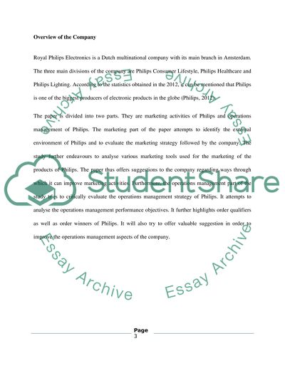 Marketing and Operations Management in Philips Electronics