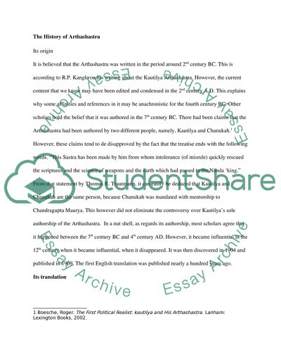 The History of Arthashastra