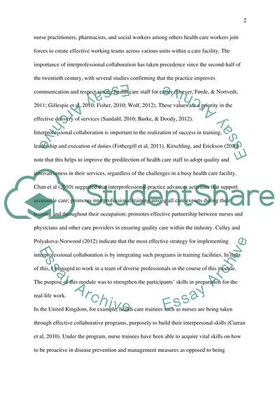 The Purpose, Scope and Context of Interprofessional Collaboration