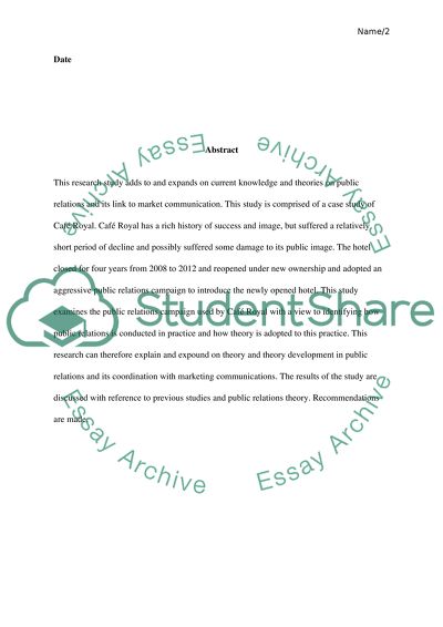 Public Relations Management and Marketing in the Hotel Industry