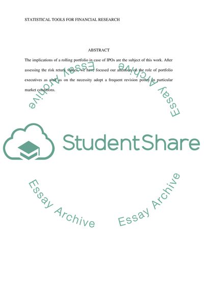 Statistical Tools for Financial Research