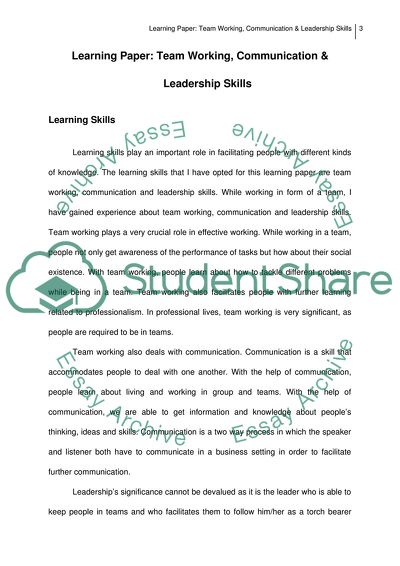 Teamwork, Communication & Leadership Skills