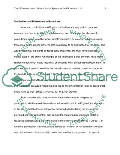 Compare the U.S. Criminal Justice System to United Kingdoms (Britain) Criminal Justice System