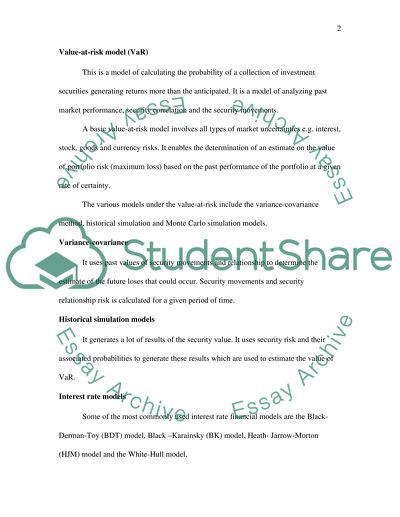 Various Financial Models