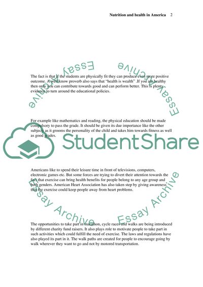 Nutrition and Health in America