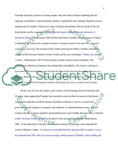 Shakespeares Portrayal of Hamlet: the Themes of Love and Marriage