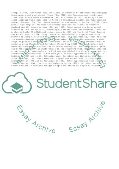 Profit Models of Tesco and Carrefour