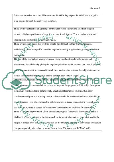 The Influence of Policy in the Early Years Setting