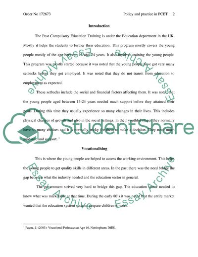 Policy and Practice in PCET