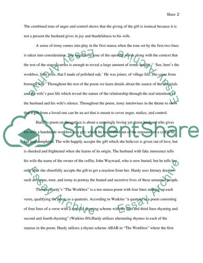 Tone, Rhyme, and Irony in Thomas Hardys the workbox