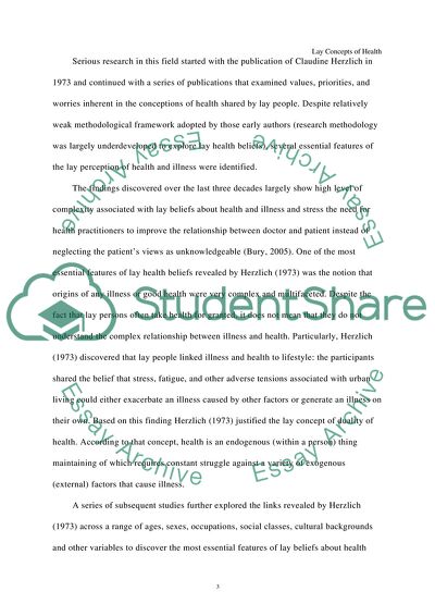 Lay Concepts of Health