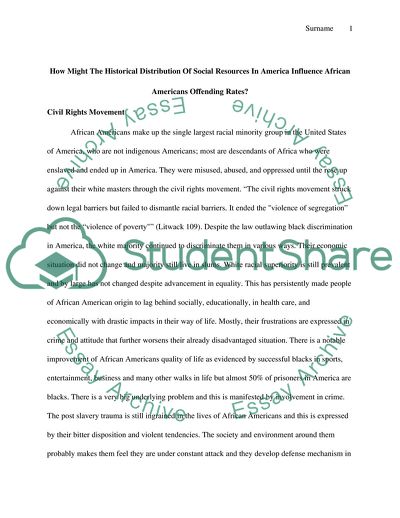The Historical Distribution Of Social Resources In America Influencing the African Americans Offending Rates