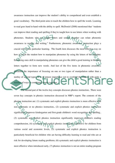 NPRs Report concerning phonemic awareness