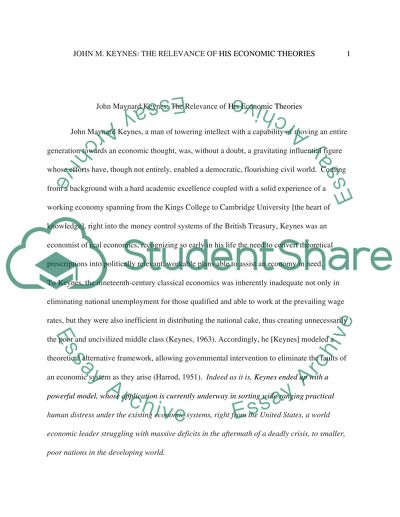 John Maynard Keynes: The Relevance of His Economic Theories