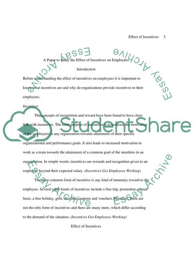 Effect of Incentives on Employees