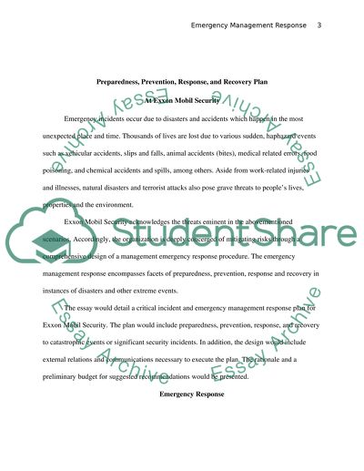 ExxonMobil Security Recovery Plan