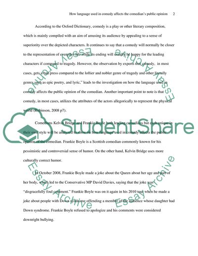 An Investigation on How Language Used in Comedy Affects the Public Opinion of the Comedian