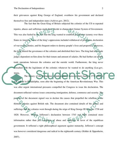 History of Writing of the Declaration of Independence