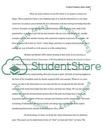 Conditioning and Habit in Learning