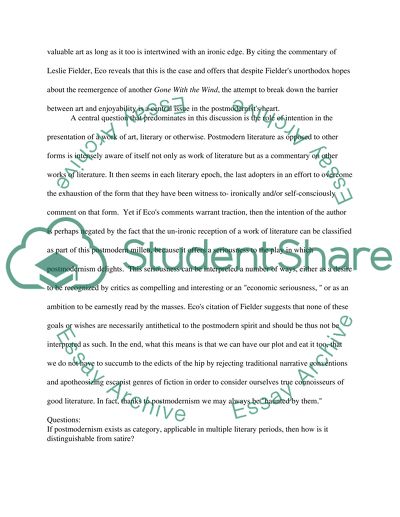 Postmodernism, Irony, The Enjoyable by Umberto Eco