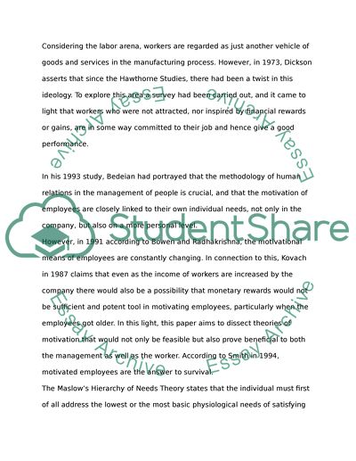Compare and Contrast Two Theories of Motivation