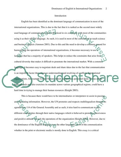 Dominance of English in International Organizations