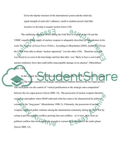 The Impact of Nuclear Weapons on the Cold War