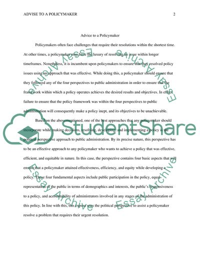 Advice to a Policymaker