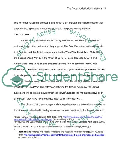 The Cuba-Soviet Unions Relations