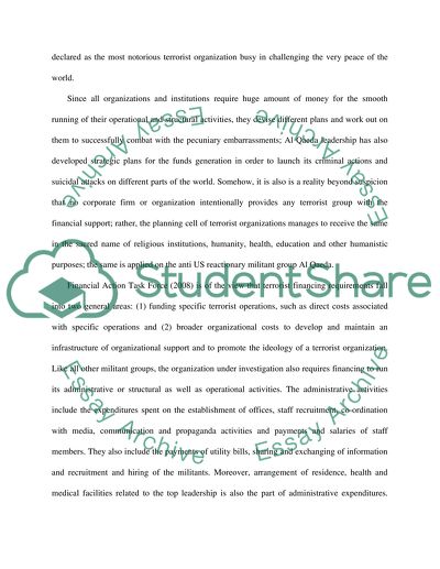 Identify on a local or national level how terrorism is financed