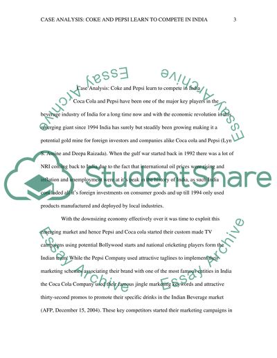 Case analysis - Coke and Pepsi learn to Compete in India