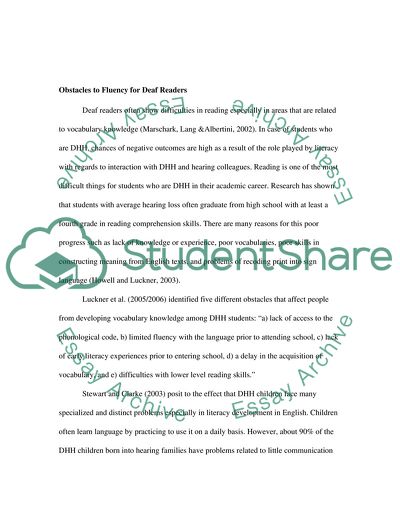 Obstacles to Fluency for Deaf Readers