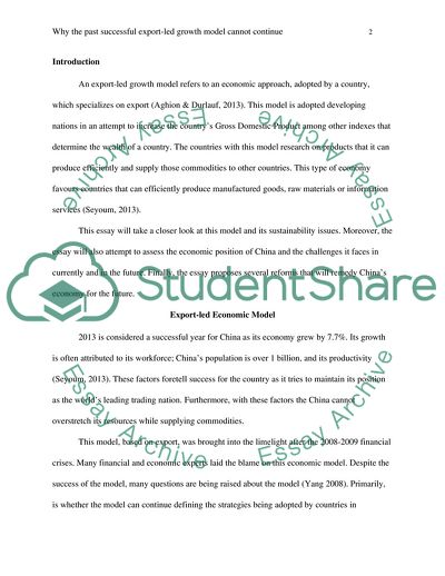 Why the past successful export-led growth model cannot continue