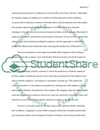 Exercise in the Work Place