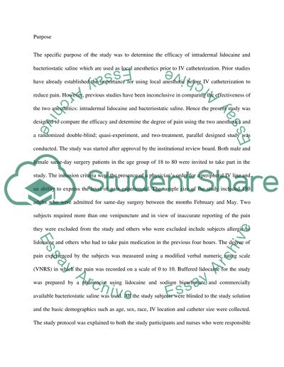 Efficacy of Intradermal Lidocaine and Bacteriostatic Saline