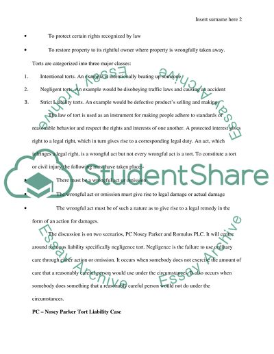 The Issues of Tortious Liability