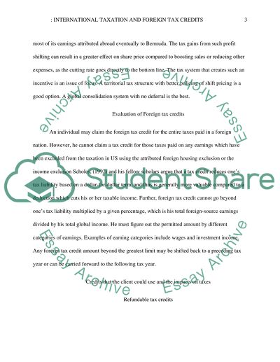Assignment 3: International Taxation and Foreign Tax Credits