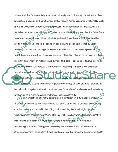 Communicative Rationality and the Uncoupling of System and Life World