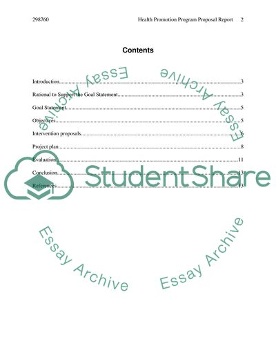 Health Promotion Program Proposal