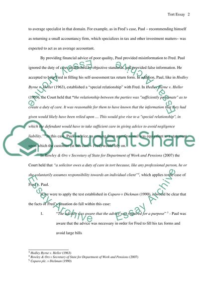 Analysis of Freds Situation in Law