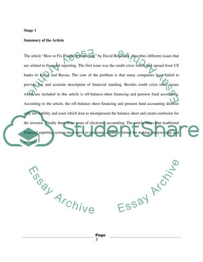 Issues in Financial Reporting