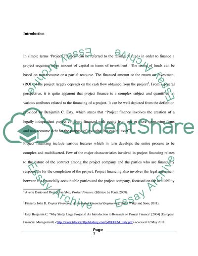 Project Finance Deals and Governmental Support