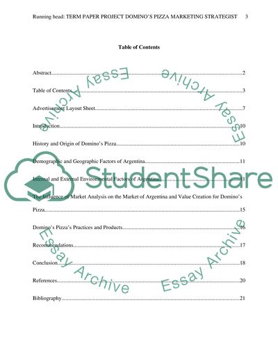 Term Paper Project Dominos Pizza marketing strategist